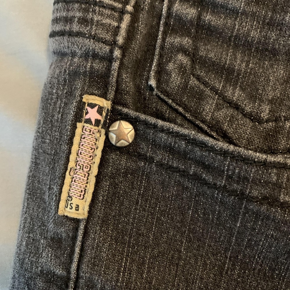 Bubblegum Low Rise Slim Straight Jeans Woman 7/8 Gray Stretch Denim Flap Pockets - Picture 4 of 10